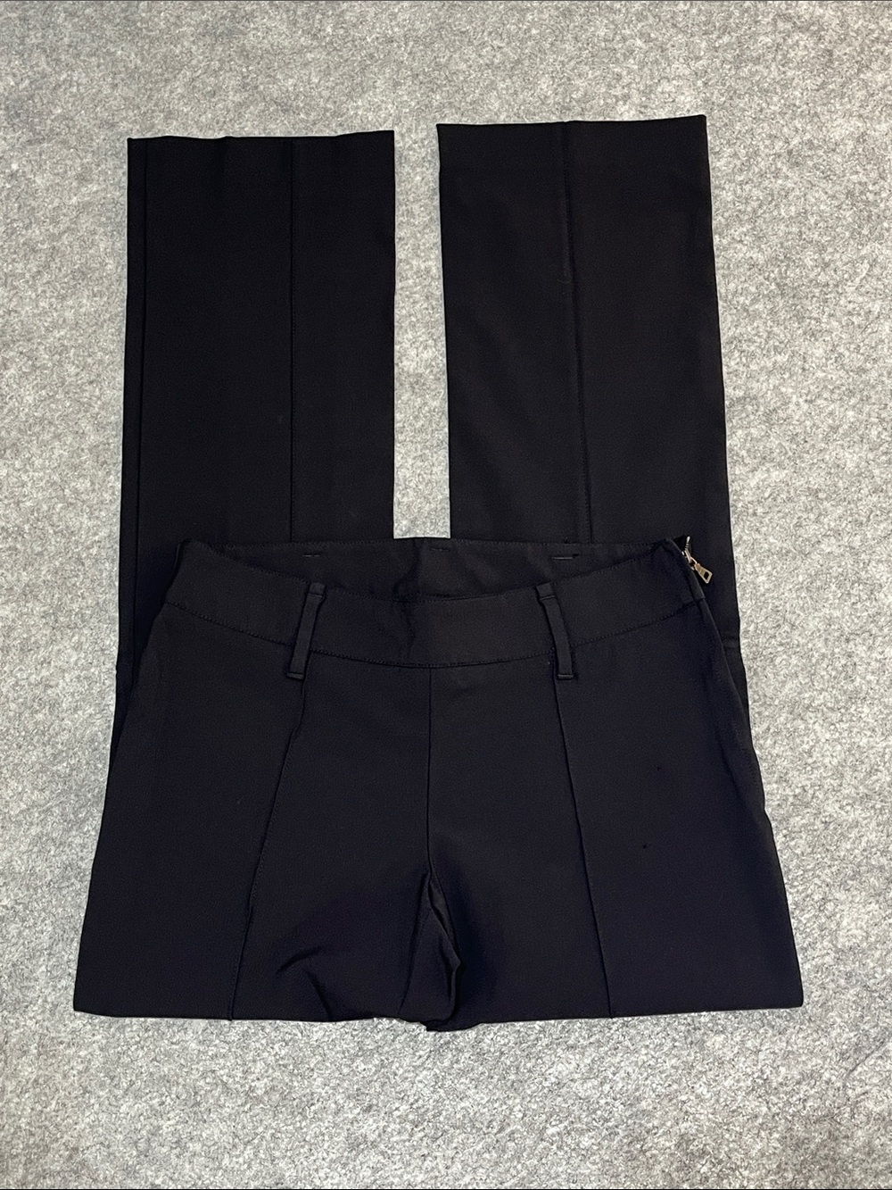 Prada Black Nylon Blend Front Seam Side Zip Dress Pants